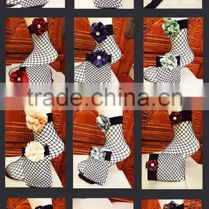 WS-40 2017 Fashion Fishnet Socks 2017 New Hot Women Sexy Lace Fishnet Net Plain Top-Ankle Short Socks With Flower thumbnail-2