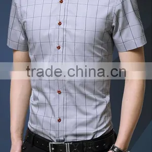 In the Summer of 2016 the New Men's Short Sleeve Shirt, Cultivate One's Morality Thin Section Checked Shirt Cotton Business Casu thumbnail-6