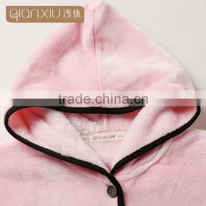 Perfect Qianxiu Cheap Hooded Design Pink Sexy Flannel Ladies Winter Nighty thumbnail-6