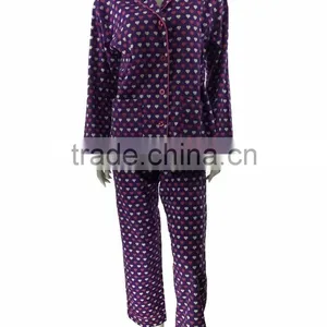Purple Long Sleeves Flannel Pajamas Women Winter Sleepwear thumbnail-2