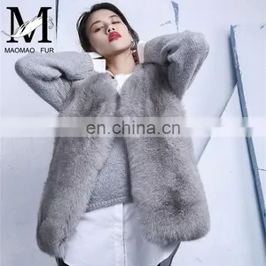 Natural Fox Fur Vest Hot Selling Warm Winter Vest Women Real Fox Fur Coat thumbnail-1