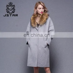 Fashion Women Cashmere Coat With Fox Fur Collar thumbnail-2