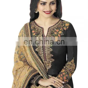 Women's Stylish Party Wear Heavy Resham Embroidery Georgette Salwar Kameez 2017 thumbnail-2