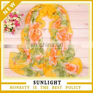 Wholesale New Design Fashion Printing Flora Chiffon Scarf thumbnail-1