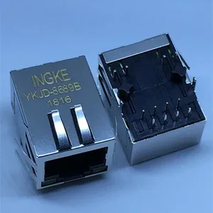 WE 7499011222A YKJD-8689B 1 Port Tab Down 100 Base-T Through Hole RJ45 Magjack Connectors thumbnail-1