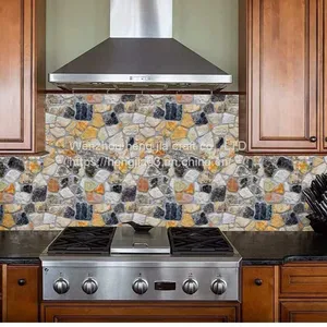 Since the Glued Stone Wallpaper Contact Paper Brick Fireplace Kitchen Defensive Wall Splashing Mesa Door Gasket thumbnail-1