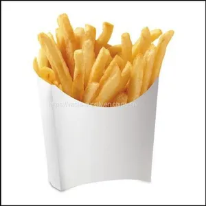 Disposable White Paper French Fry Scoop/Tray-5.5oz Medium White Paper Scoop Cup thumbnail-2