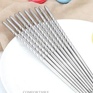 Premium Reusable Metal Stainless Steel Chopsticks Dishwasher Safe Lightweight Metal Chop Stick thumbnail-3