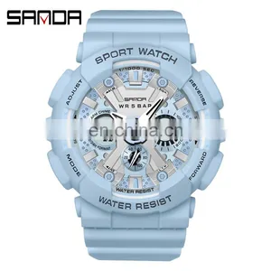 SANDA 6033 Men's LED Quartz Watches Military Fashion Sports Analog Alarm Watch Waterproof thumbnail-2