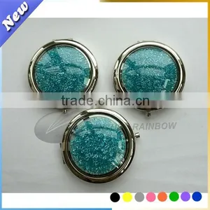 Custom Round Compact Makeup Mirror , Pocket Cosmetic Mirror thumbnail-1