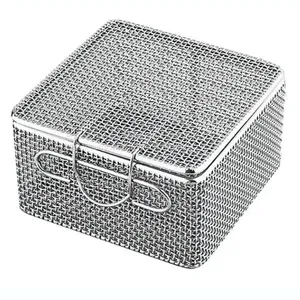 Stainless Steel Screens for Small Parts With Clip Closure MICRO MESH TRAYS Micro Fine Mesh Baskets With Lids thumbnail-3