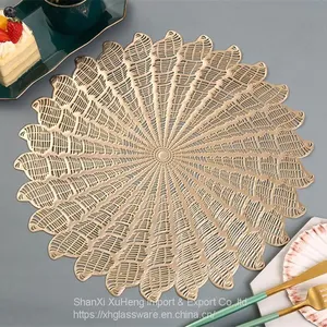 Creative Round Shape PVC Place Mats Conch Pattern Vinyl Pressed Heat Resistant Table Mats thumbnail-1
