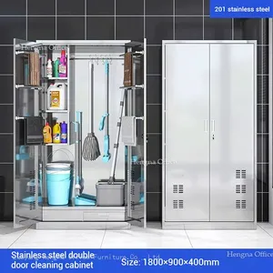 Gym and Locker Room Cleaning Cabinet — 201 SS W500×D400×H1800mm, Lockable With Drying Rod thumbnail-5