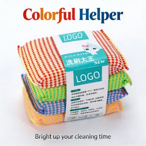 4Pcs Multi-Color Dish Sponges Reusable Scrubbing Pads for Household Kitchen Use thumbnail-2
