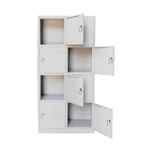 White Customized 8 Metal Locker Office Steel Storage Filing Cabinet With Padlock thumbnail-2