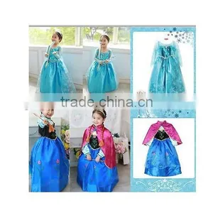 Wholesale Cheap Frozen Princess Girl Queen Elsa Anna Cosplay Costume Party Fancy Dress B thumbnail-1