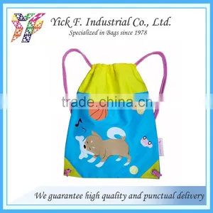 Twill Cotton With Cute Cartoon Dog Printing Children Kids Drawstring Backpack thumbnail-1