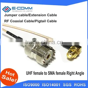 Hot Sale!!SMA Female Jack Nut Right Angle Connector Switch UHF Female Jack Connector RG178 Cable 15CM 6" Adapter thumbnail-1
