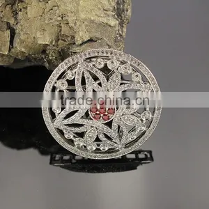 CZ6667 Clear CZ Micro Pave Big Flower Pendant Charm thumbnail-1