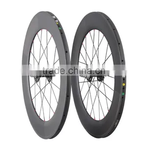 2016 Carbon Track Bike Wheelset Track Wheels 88mm Tubular Road Bike Track Wheel Novatec Hub thumbnail-2