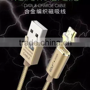 GOLF 1.2M Metal Maghetic Micro Data and Charge Cable LED Light 2.4A Weave Cable for Android Mobile Phone thumbnail-1