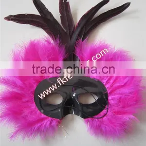 Bachelorette Party Supplies Rose Red Turkey Feather Mardi Gras Mask thumbnail-6