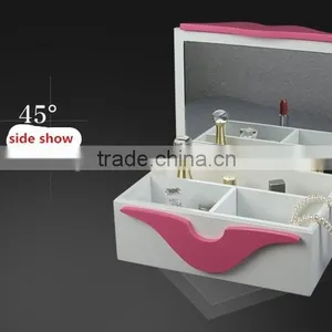 High Quality Wooden Jewelry Kiss Sexy Pink Creation Gift Saving Wooden Box With Pull Grid Varning Custom Logo thumbnail-5