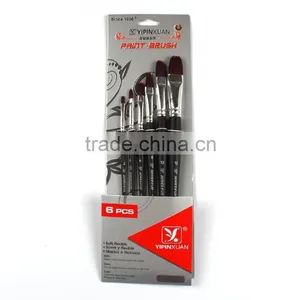 Wood Black Handle Nickel Plated Copper Circle Paint Brush Set thumbnail-2