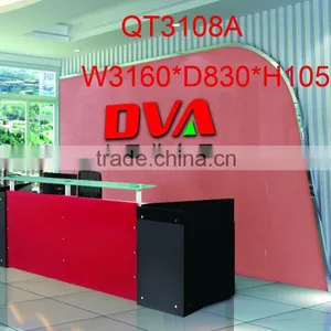 Classical Black Red l Shaped Reception Desk Factory Sell Directly QT3108 Quality Choice thumbnail-1