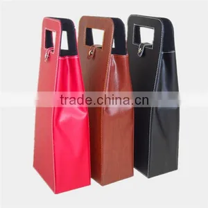 Cheap Single Bottle Gift Wine Bag With Velvet Leather Wine Boxes thumbnail-2
