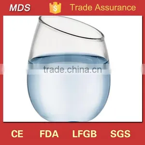 Factory Price High Borosilicate Slanted Stemless Wine Glass thumbnail-1