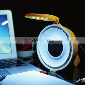 6" Portable Usb Desk Fan With Led Light With Mirror thumbnail-1