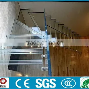 Indoor Hidden Stringer Wrought Iron Laminated Glass Stairs ,YUDI, YD-BF101 thumbnail-2