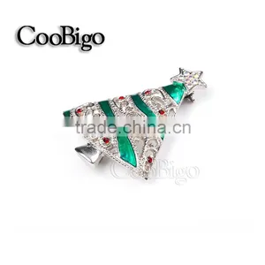 Fashion Jewelry Charming Rhinestone Christmas Tree Pin Brooch Silver Plated Christmas Party Promotion Gift Apparel Accessories thumbnail-3