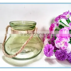 2016 Hot Sale Color Flower Vase/glass Candle Holder With Rope Handle thumbnail-1