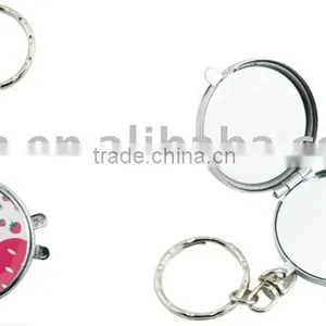 Two Side Metal Pocket Mirrors With Keychain thumbnail-1