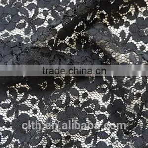 Chinese Manufacturer Newcoming High Elastic Black Lace Fabric thumbnail-1
