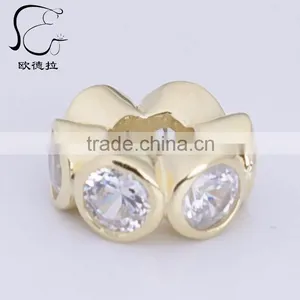 Pave Diamond Round Silver Multi Sapphire Spacer Bead Finding thumbnail-3