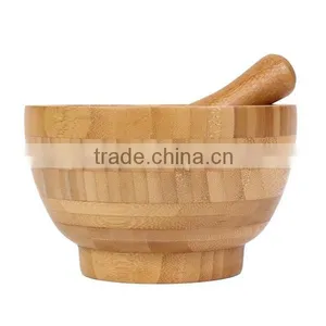2015 New Design Bamboo Garlic Mortar and Pestle Set thumbnail-2