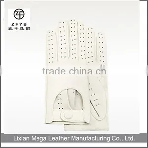 Top Grade Sheepskin White Color Women Summer Car Driving Gloves thumbnail-1