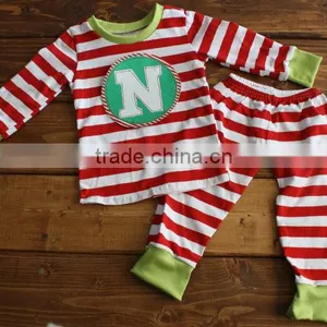 Children Christmas Pajamas/organic Cotton Pajamas Red&green Dot&stripe thumbnail-4