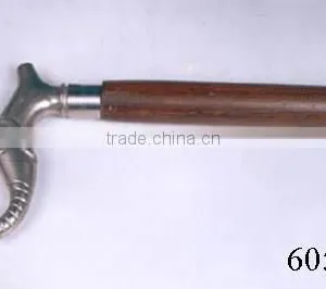 Wooden Walking Stick With Brass Elephant Trunk Handle thumbnail-1