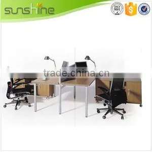 Portable Workstation Laptop Desk Table Wood 4 Seats Open Office Workstation thumbnail-3