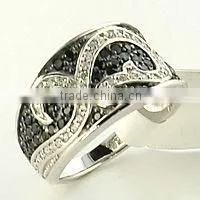 925 Silver Women Black and White Classic Ring thumbnail-1