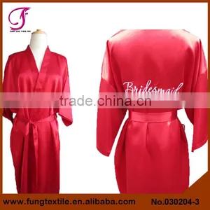 030203 Short Design Embroidered Words Personalized Silk Satin Woman Short Robe thumbnail-2