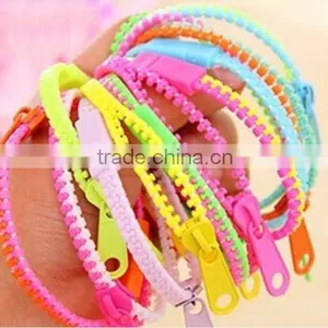 Trendy Rainbow Color Zipper Bracelet Fluorescent Neon Bracelet thumbnail-5