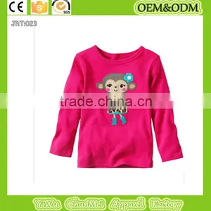 New Baby Boy Girl t Shirt Cartoon Monkey t Shirt Long Sleeve t Shirt100%cotton Tee Red Color Backgroud T-shirt thumbnail-1