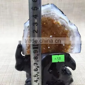 Natural Rock Brazil Topaz Crystal Citrine Cluster Decor Home thumbnail-2