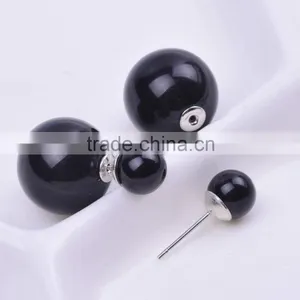 Wholesale Fashion Candy Color Jewelry Big Pearl Earrings New Arrival Double Pearl Pendientes Women's Trendy Stud Earrings thumbnail-3