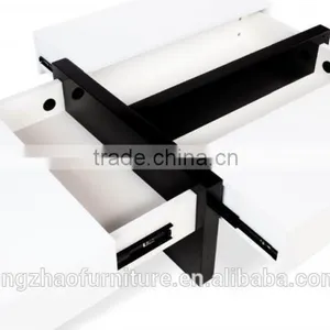 High Gloss Coffee Table With Storage - White Rectangle thumbnail-2
